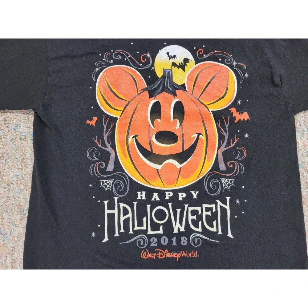 Disney Parks Shirt Kids Large Black Mickey Mouse Pumpkin Happy Halloween 2018